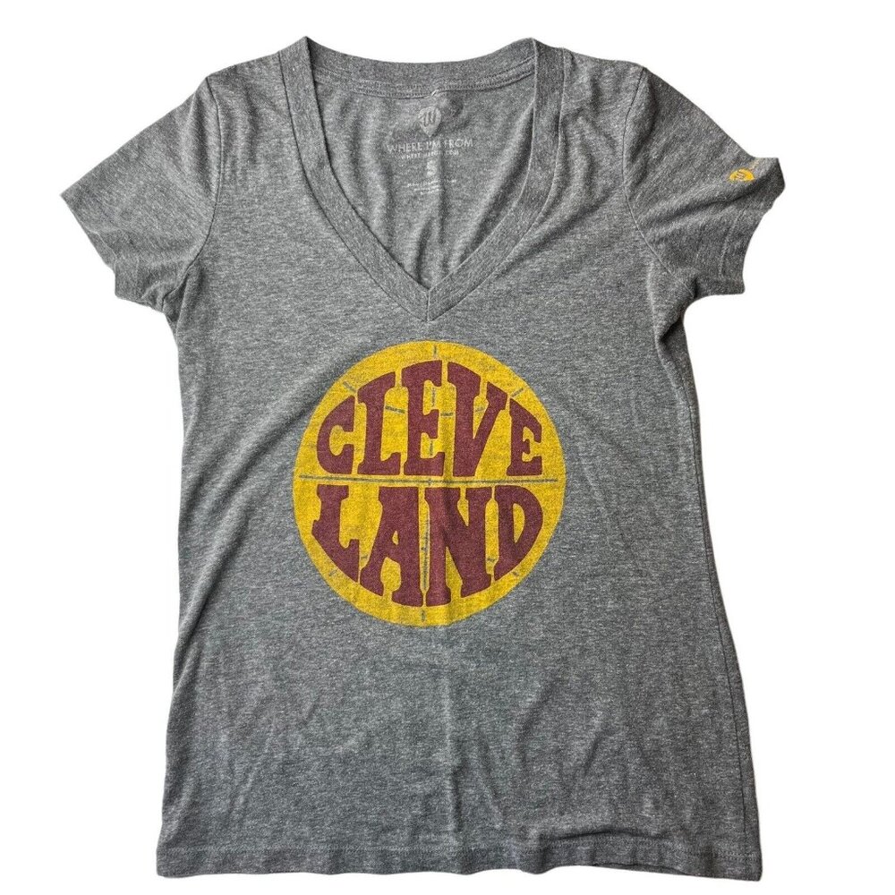 Where I’m From Tshirt Womens Small Gray Cleveland Vneck Casual